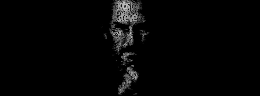 Typeface Portrait of Steve Jobs Wallpaper for Social Media Facebook Cover