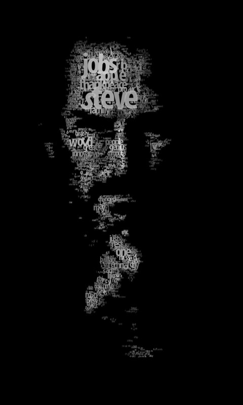 Typeface Portrait of Steve Jobs Wallpaper for HTC Desire HD