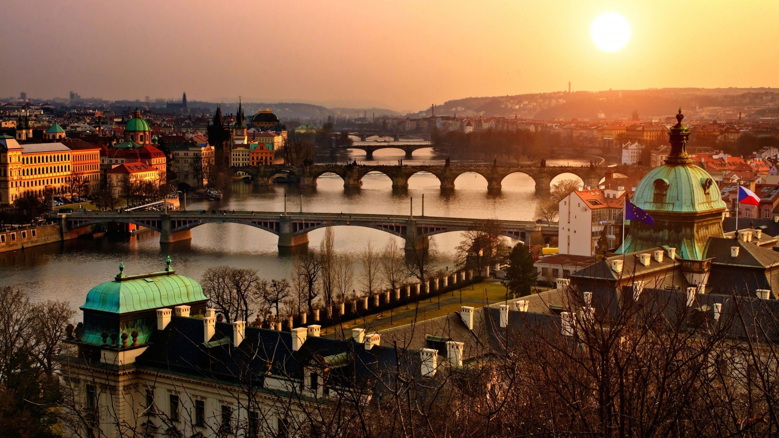 Vltava River in Prague Wallpaper for Desktop 1600x900