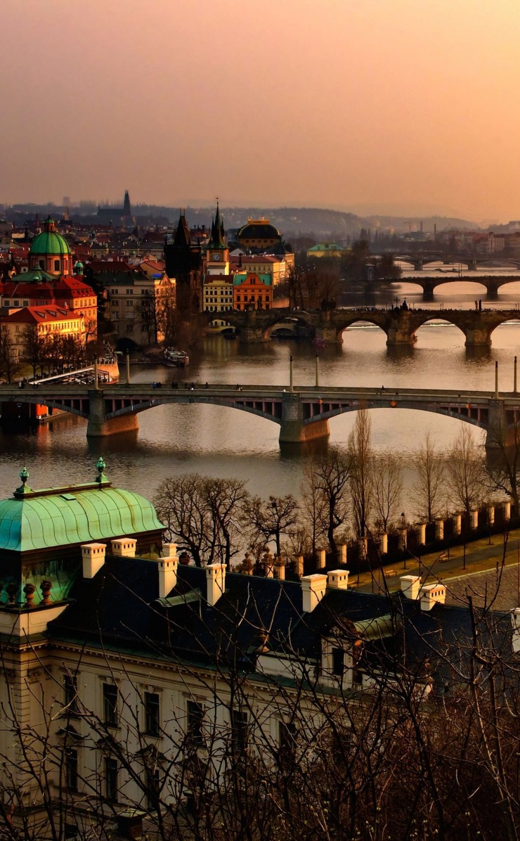 Vltava River in Prague Wallpaper for Apple iPhone 4 / 4s