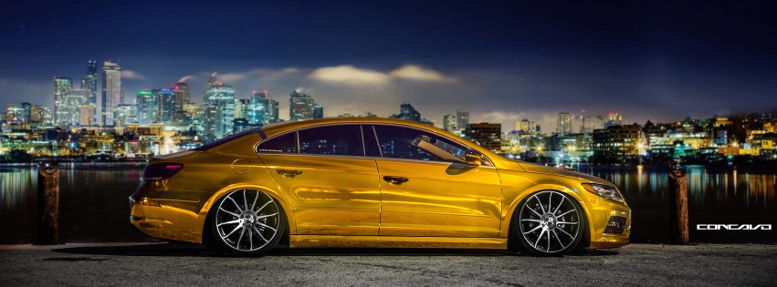 Volkswagen CC on CW-12 Concave Wheels Wallpaper for Social Media Facebook Cover