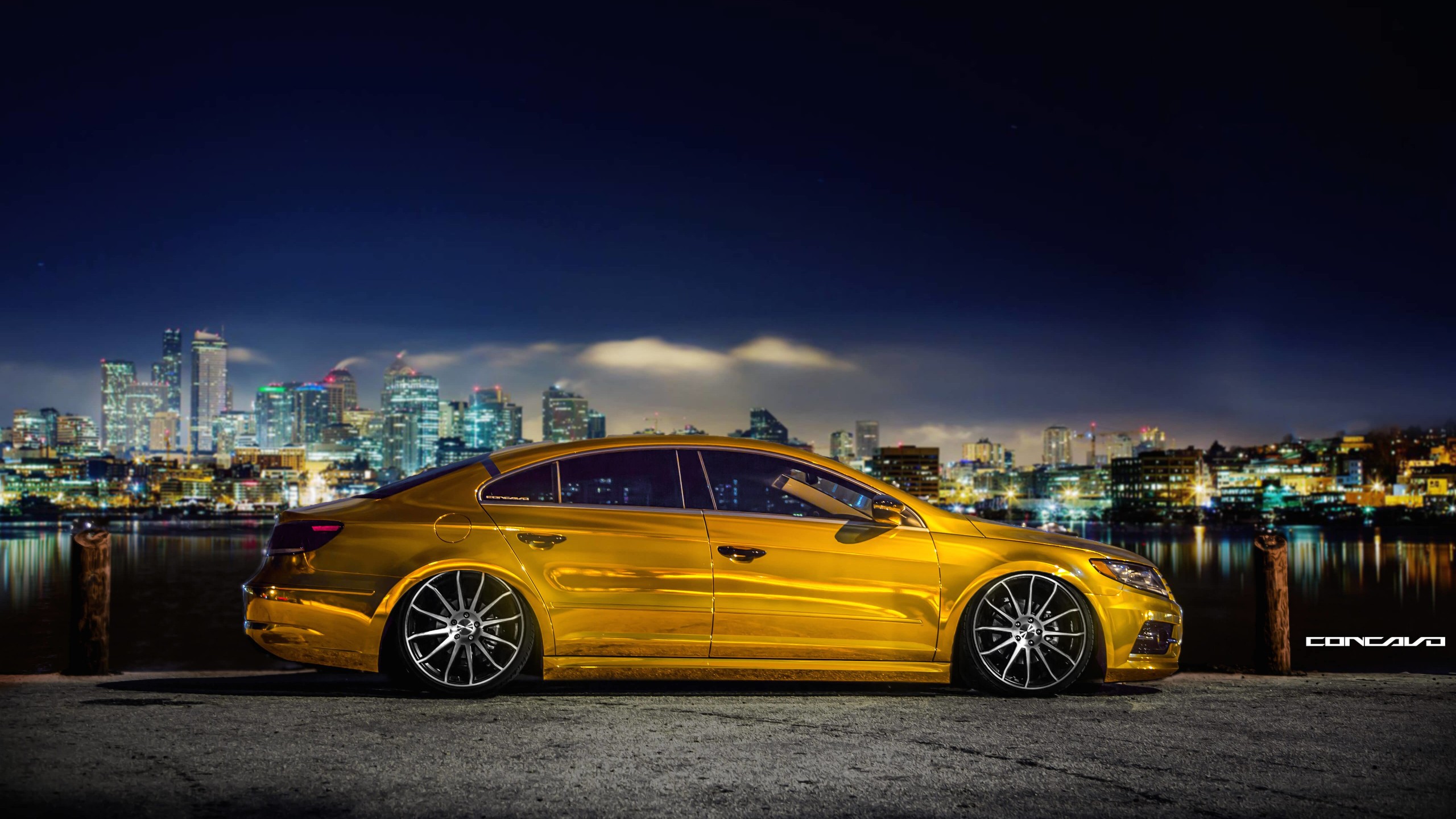 Volkswagen CC on CW-12 Concave Wheels Wallpaper for Social Media YouTube Channel Art