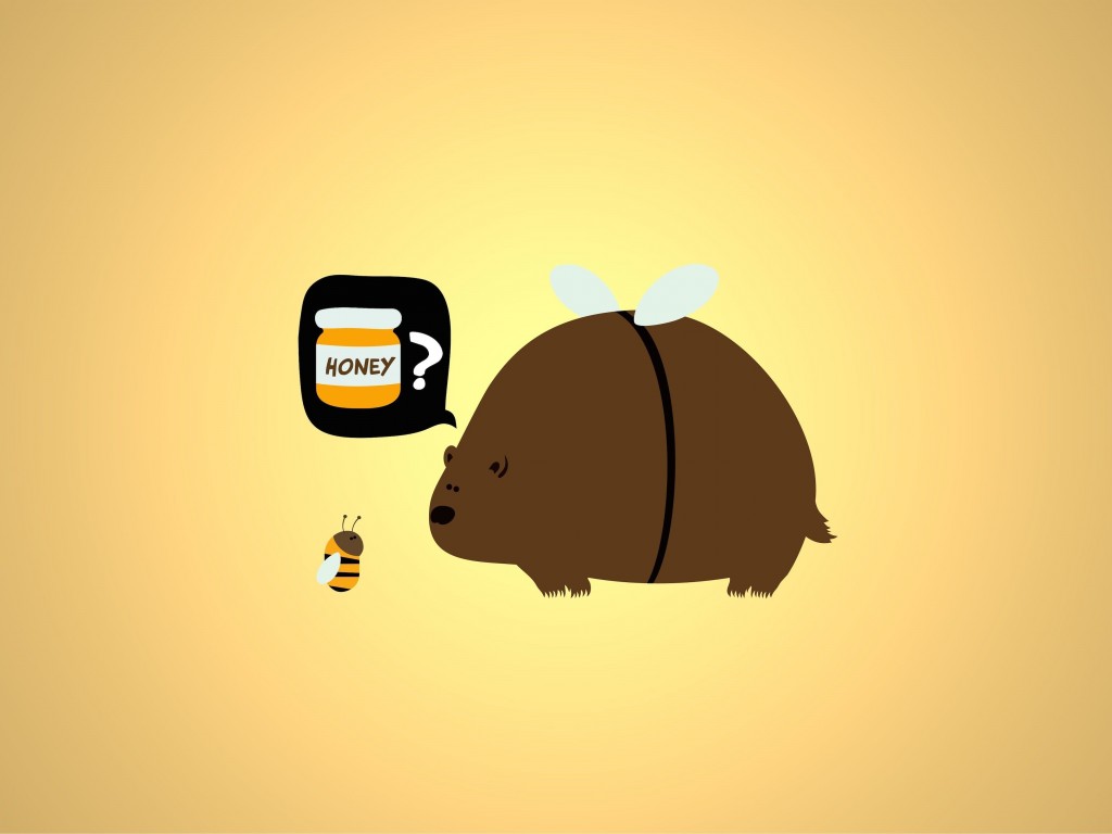 When a Bear Meet a Bee Wallpaper for Desktop 1024x768