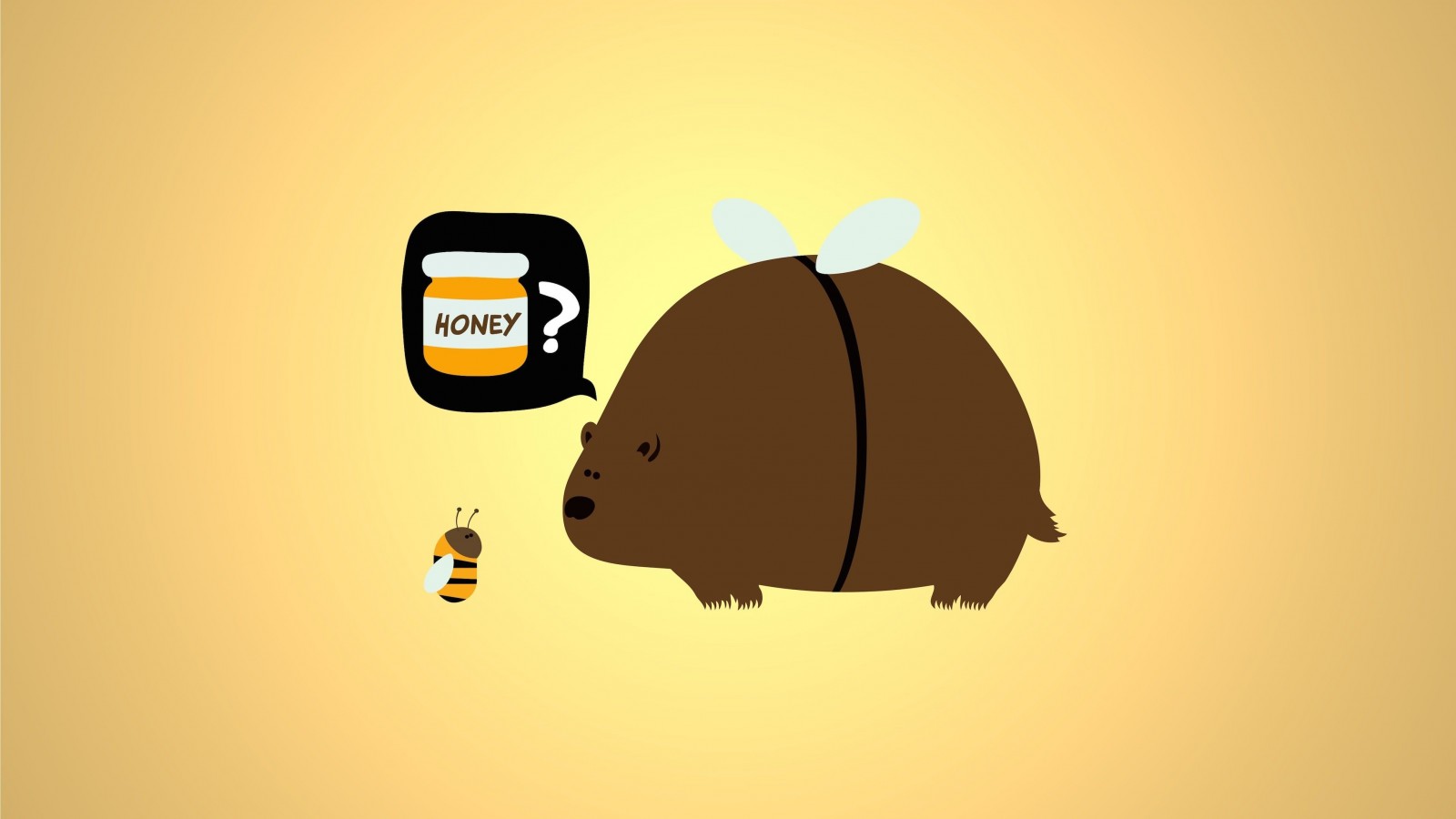 When a Bear Meet a Bee Wallpaper for Desktop 1600x900