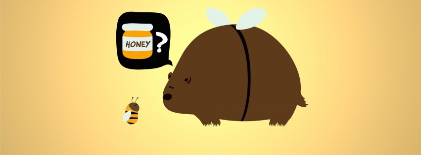 When a Bear Meet a Bee Wallpaper for Social Media Facebook Cover