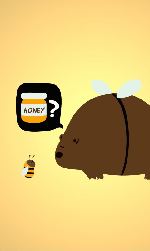 When a Bear Meet a Bee Wallpaper for HTC Desire HD