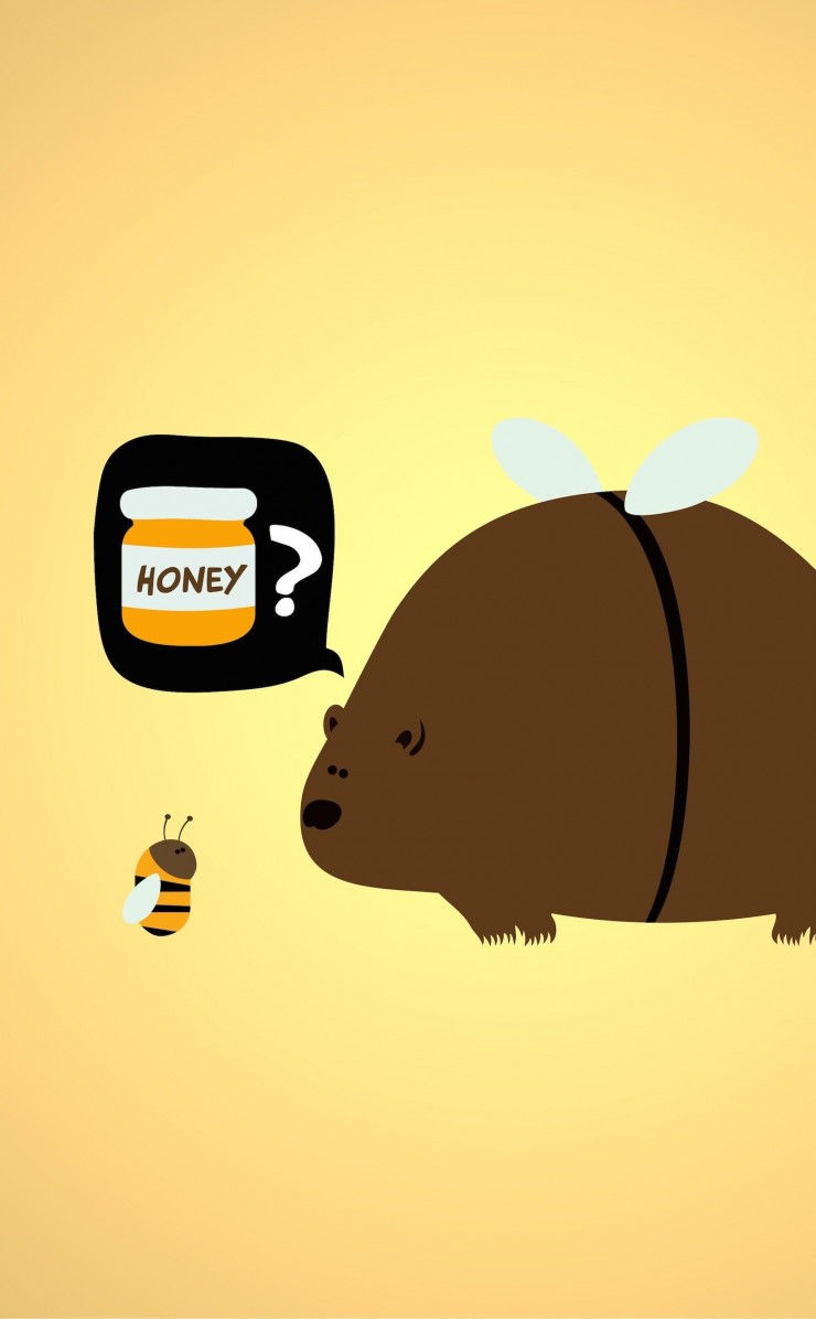 When a Bear Meet a Bee Wallpaper for Apple iPhone 4 / 4s