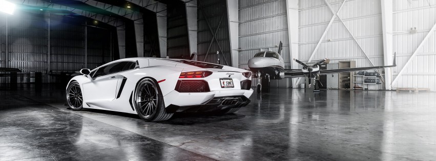White Lamborghini Aventador Wallpaper for Social Media Facebook Cover