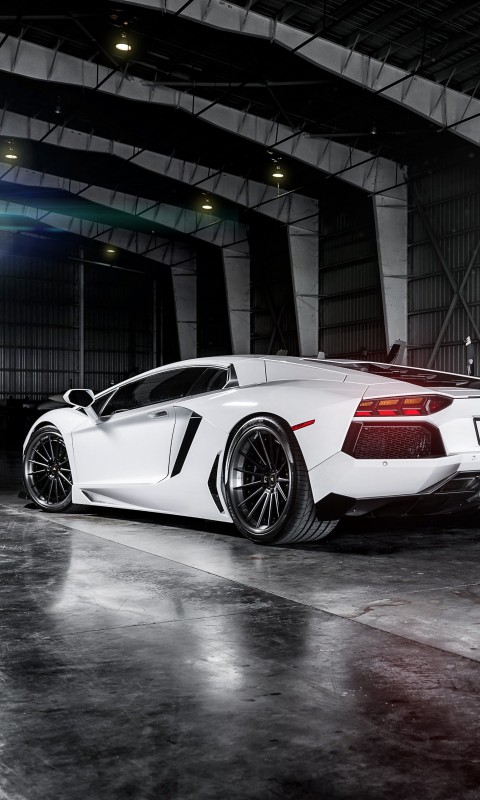 White Lamborghini Aventador Wallpaper for HTC Desire HD