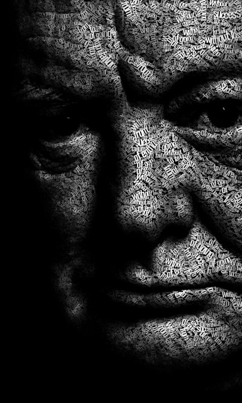 Winston Churchill Typographic Portrait Wallpaper for HTC Desire HD
