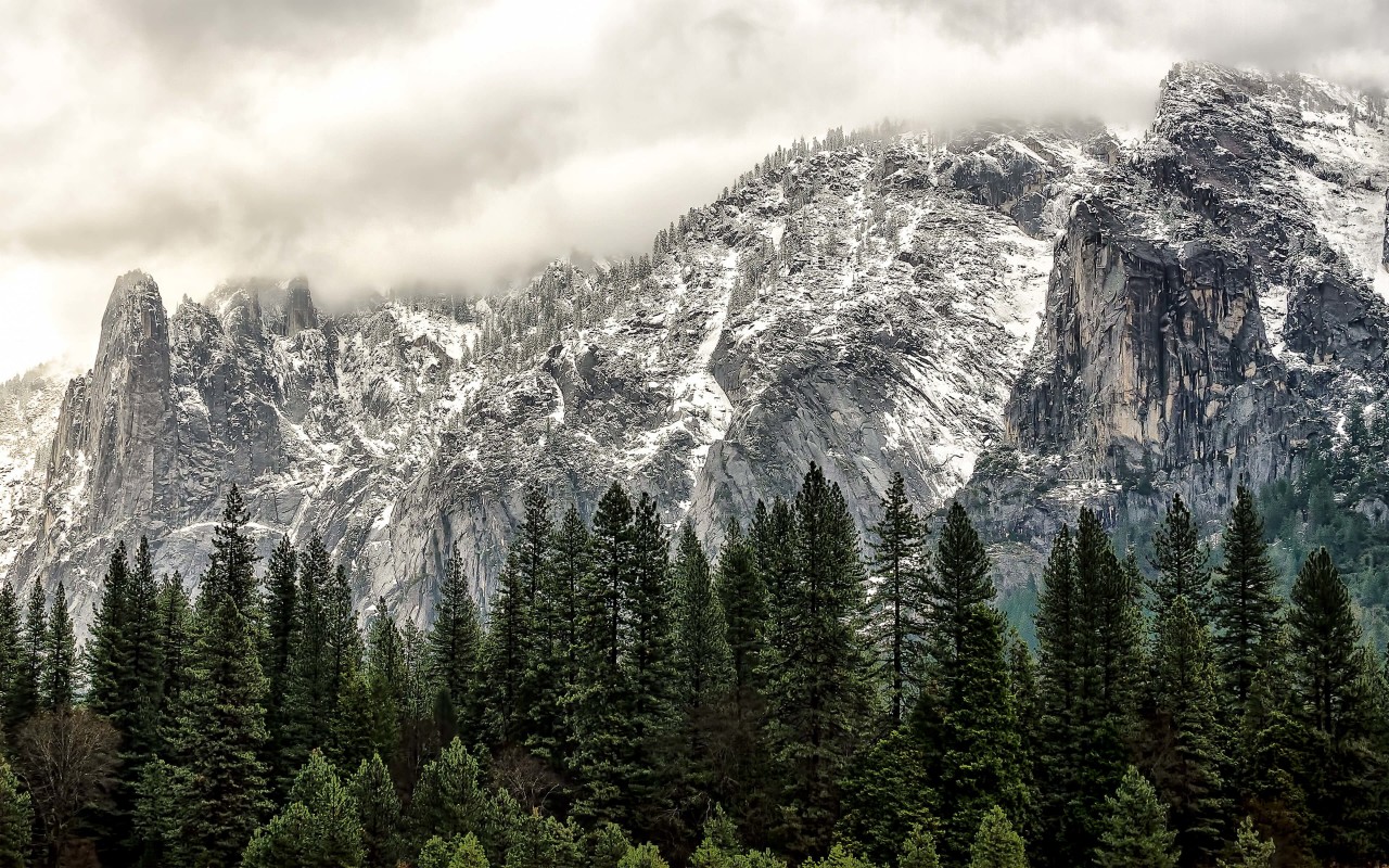 Winter Day at Yosemite National Park Wallpaper for Desktop 1280x800