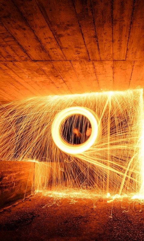 Wire Wool Long Exposure Wallpaper for SAMSUNG Galaxy S3 Mini