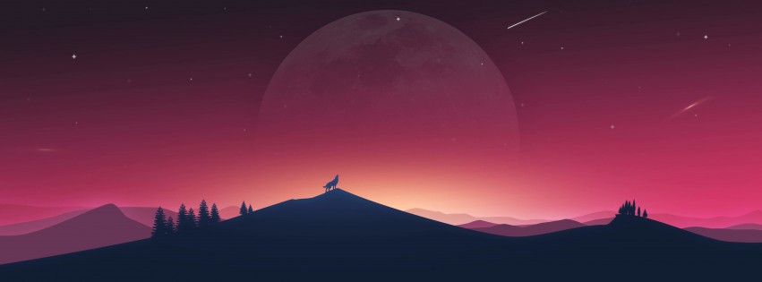 Wolf Howling At The Moon Wallpaper for Social Media Facebook Cover