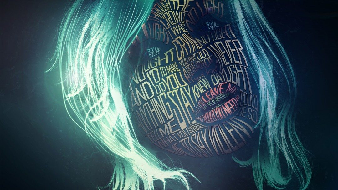 Woman Face Typography Wallpaper for Social Media Google Plus Cover