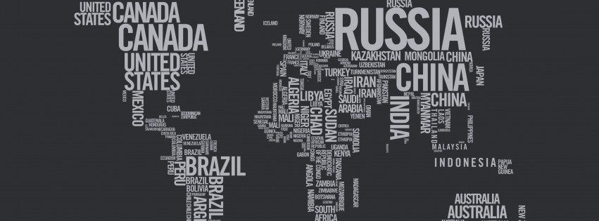 World Map Typography Wallpaper for Social Media Facebook Cover