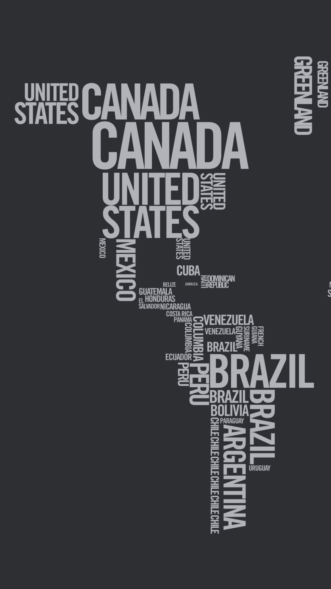 World Map Typography Wallpaper for Google Nexus 5X