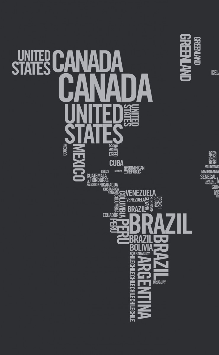 World Map Typography Wallpaper for Apple iPhone 4 / 4s